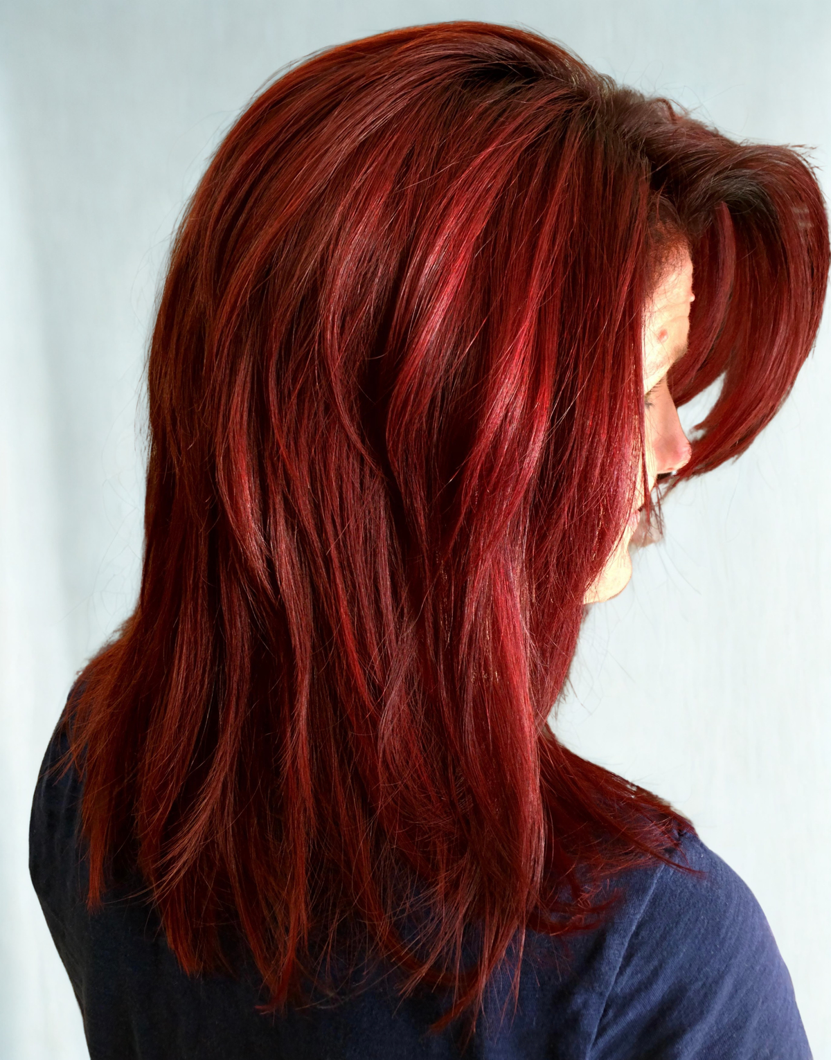 Vivid rich red hair color