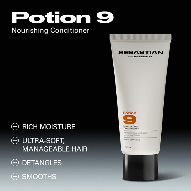 Sebastian Potion 9 Nourishing Conditioner tube on a gradient background