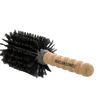 An elegant Brazilian Blowout Boar Bristle Hair Brush with a cork handle perfect for Brazilian Blowouts, set against a sleek black background.
