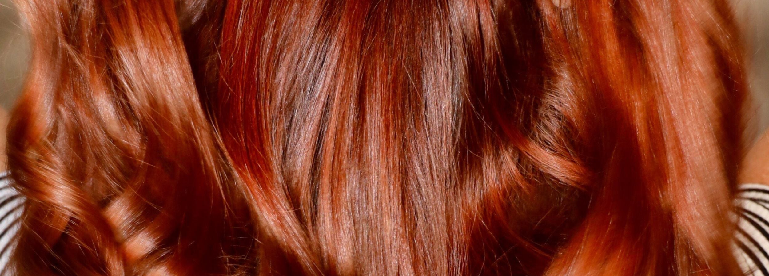 Close-up of red hair with a blurred background