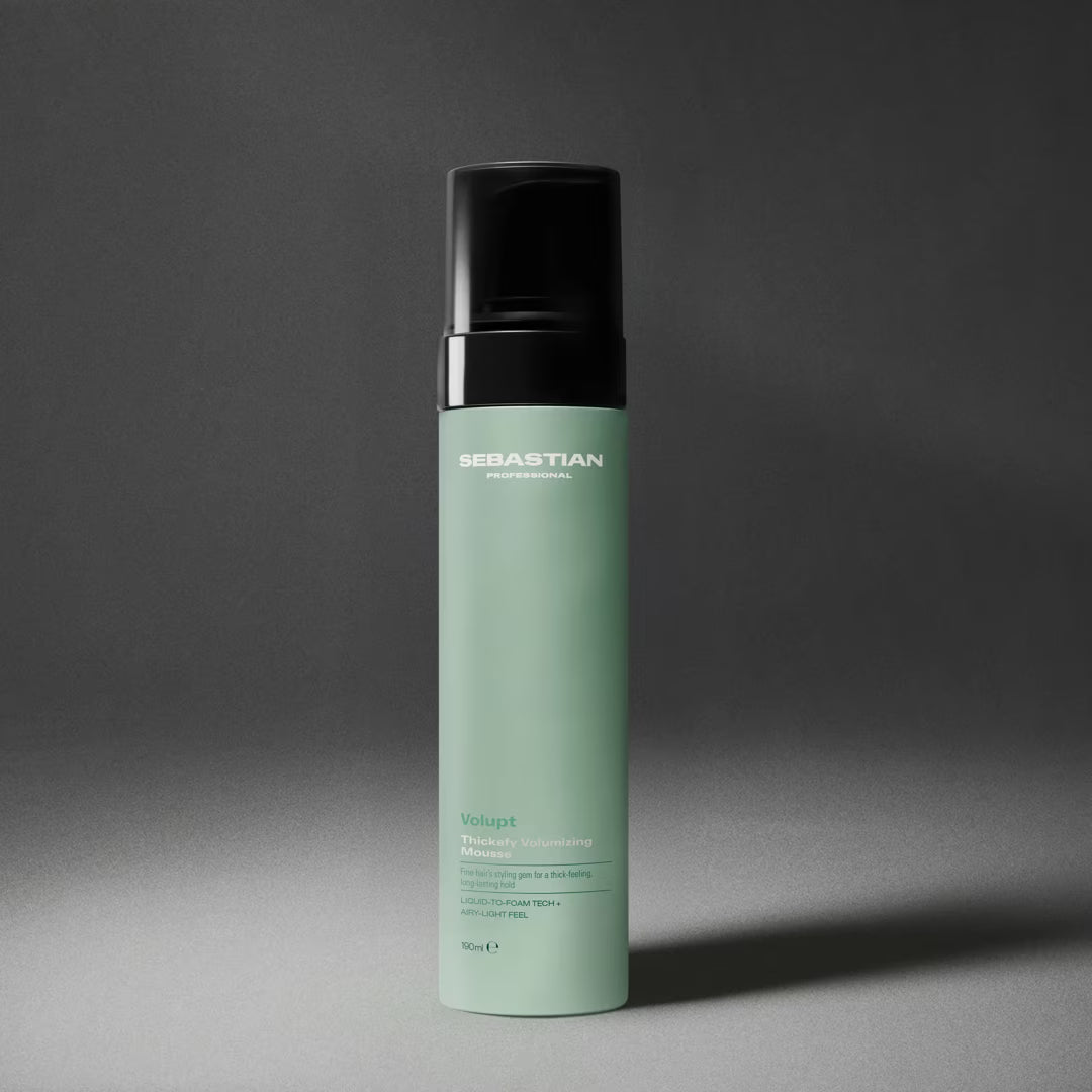 Sebastian hair product bottle on a gray background