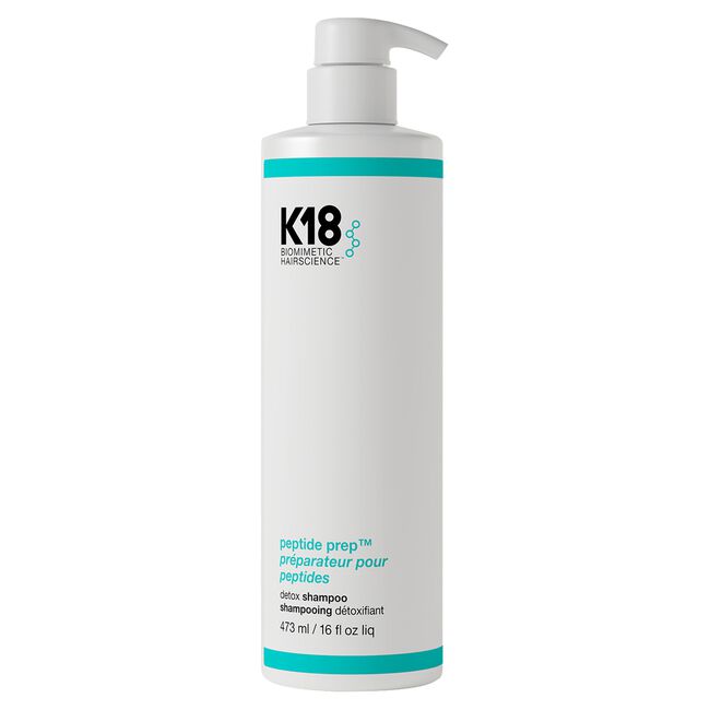 K18 shampoo bottle on a white background