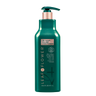 A bottle of LEAF and FLOWER Instant Volume Conditioner with a green bottle on a black background.