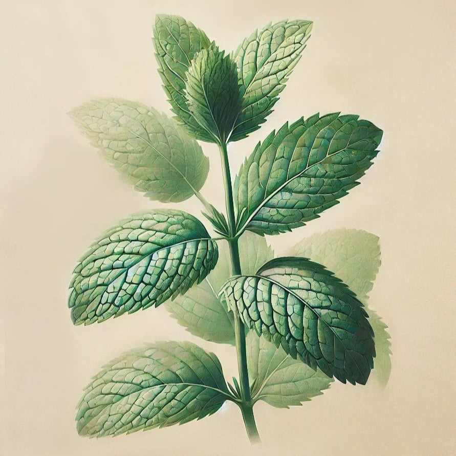 Illustration of a green leafy plant on a beige background