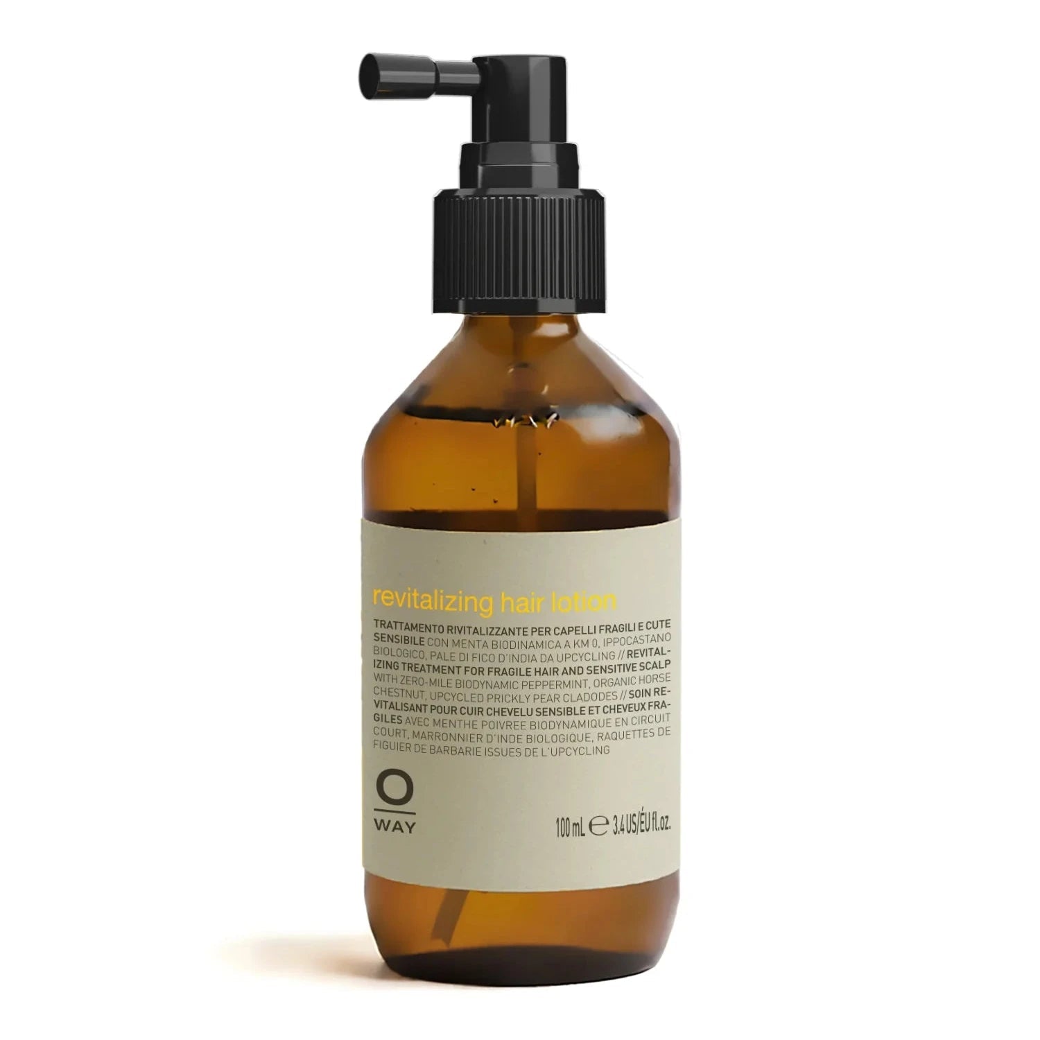 Brown bottle with black pump on a white background