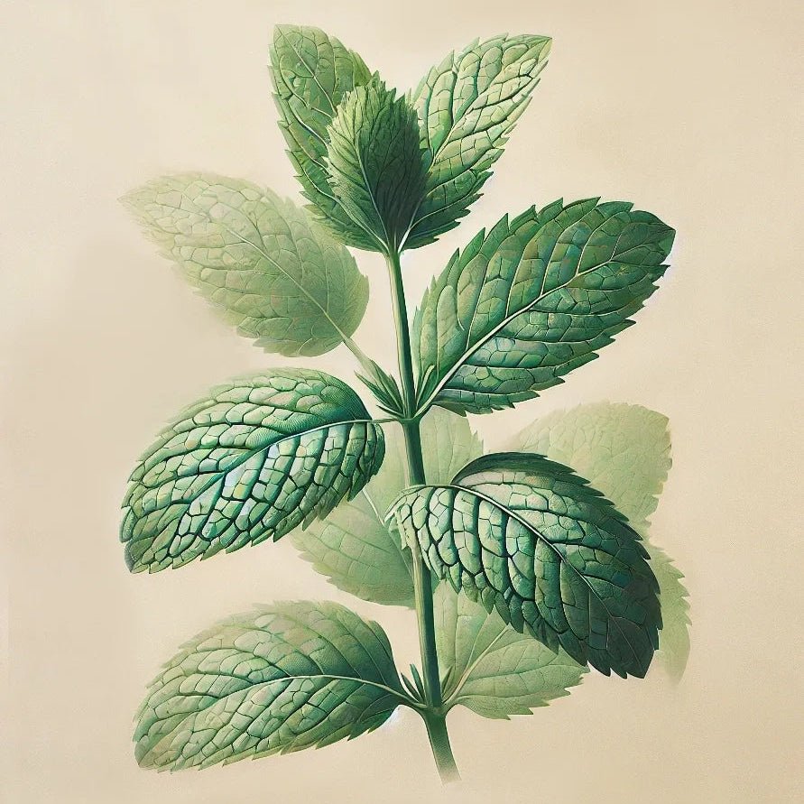 Illustration of a green leafy plant on a beige background
