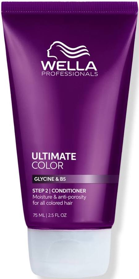 Wella Professionals Ultimate Color Glycine & B5 Step 2 Conditioner in a purple squeeze tube with a white cap, shown on a white background.