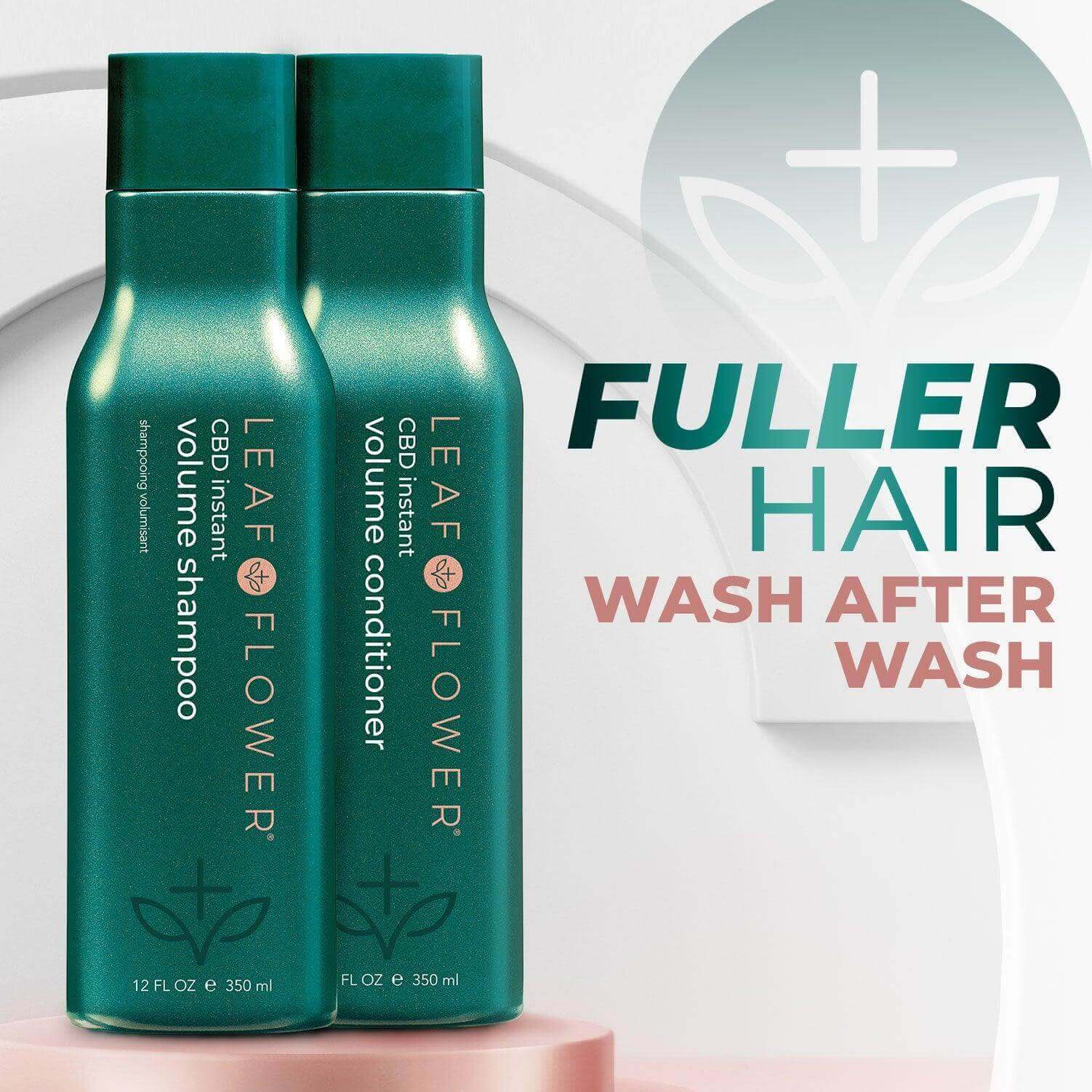 Leaf and Flower Instant Volume Shampoo and Conditioner Duo for fine hair, wash after wash.