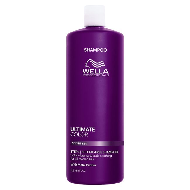 Purple shampoo bottle with Wella Professionals branding on a white background