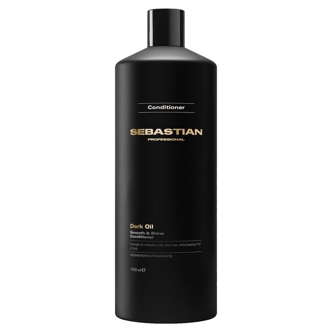 Sebastian Professional Dark Oil Conditioner in a large matte black bottle with gold lettering, shown on a plain white background.
