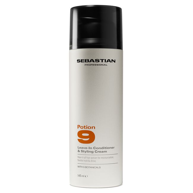 Sebastian Potion 9 leave-in conditioner & styling cream bottle on a white background