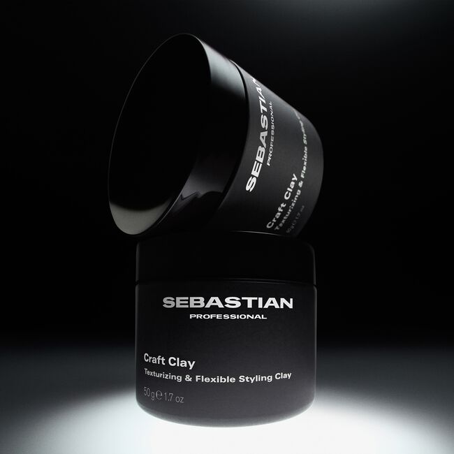 Black container of Sebastian Professional Craft Clay on a dark background