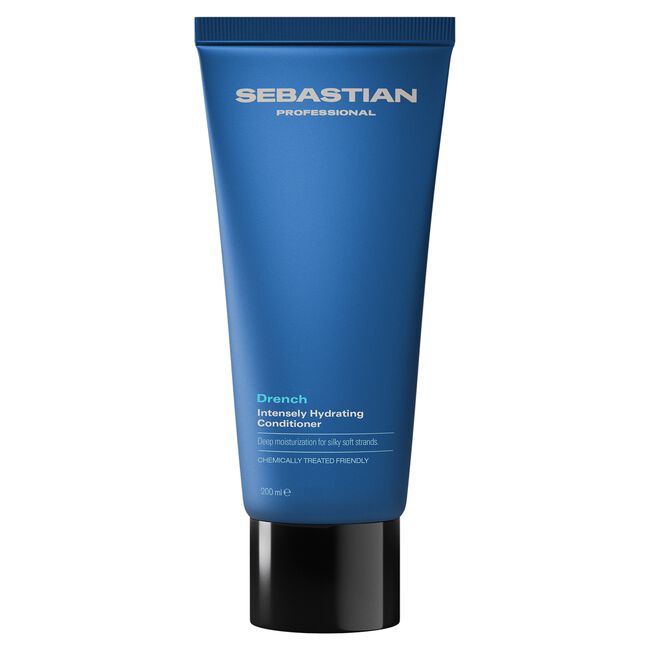 Blue tube of Sebastian Professional Drench Intensely Hydrating Conditioner on a white background