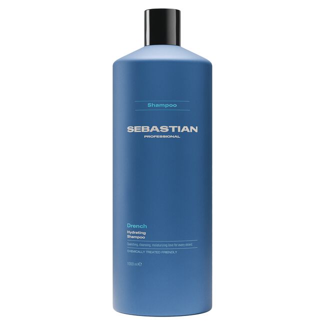 A 500ml bottle of Sebastian Professional Deep Hydrating Shampoo in a matte blue color with a black cap, shown on a plain white background.
