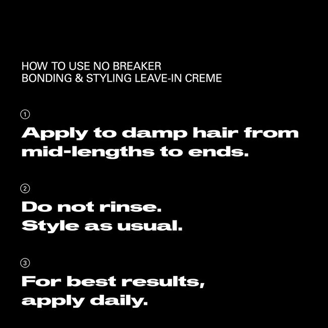 Instructions for using a hair care product on a black background