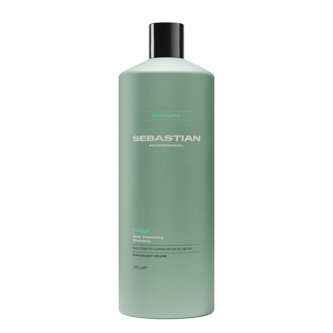 A 1000 ml bottle of Sebastian Professional Shampoo in a pale sage green color with a black cap, shown on a plain white background.