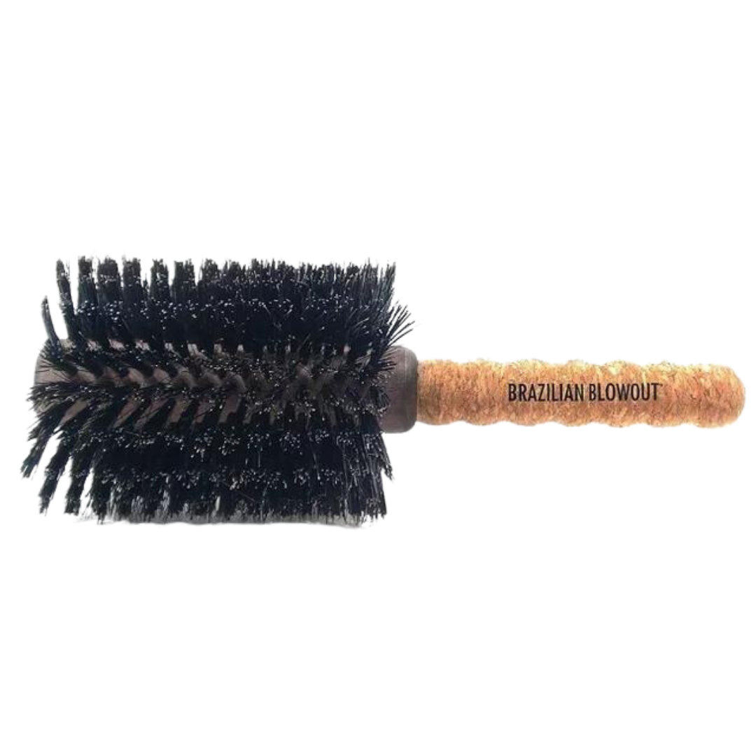 A Brazilian Blowout Boar Bristle Hair Brush with a wooden handle by Simply Colour Hair Salon Studio & Online Store.
