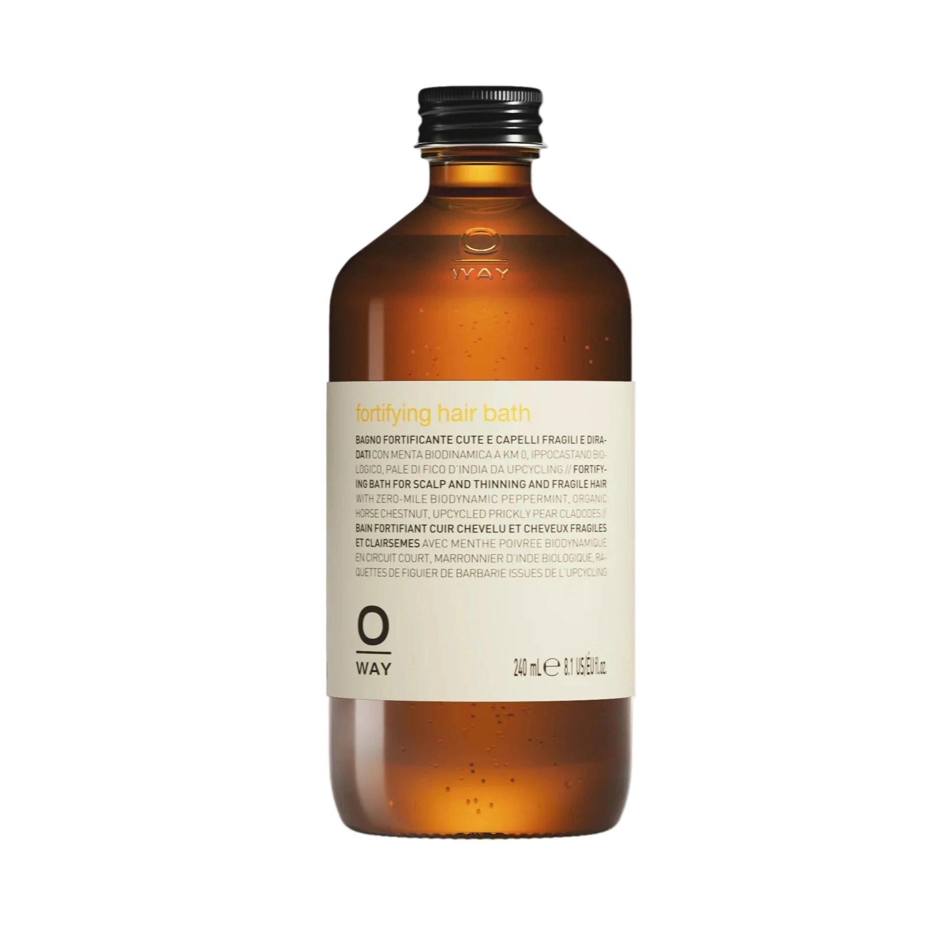 Brown bottle with a label on a white background