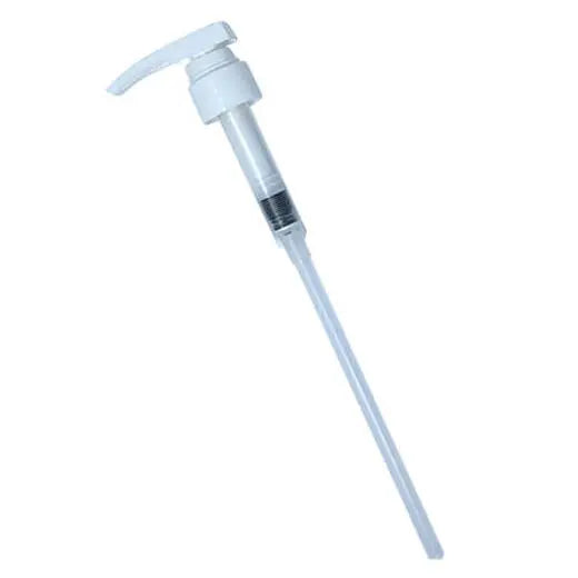 White plastic pump dispenser on a white background