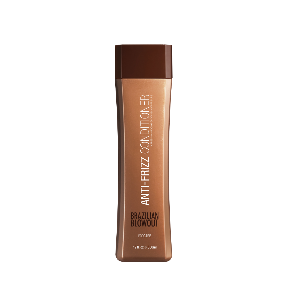 A bottle of Simply Colour Hair Salon Studio & Online Store Brazilian Blowout Anti Frizz conditioner creates radiant, frizz-free hair.