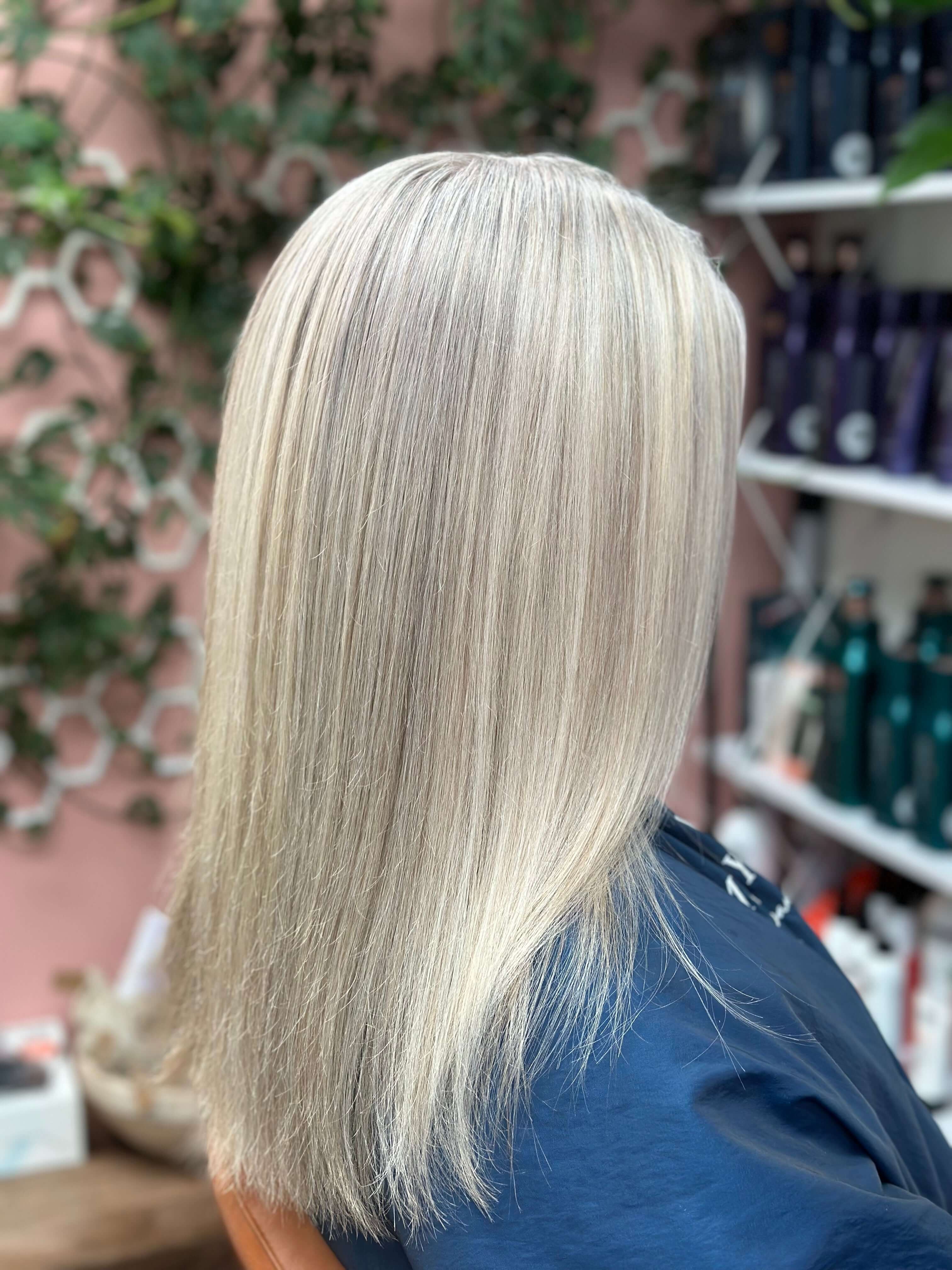 Blonde, Silver, Grey Hair Model - Simply Colour Hair Salon Studio & Online Store Wesley Chapel Florida Hair Repair