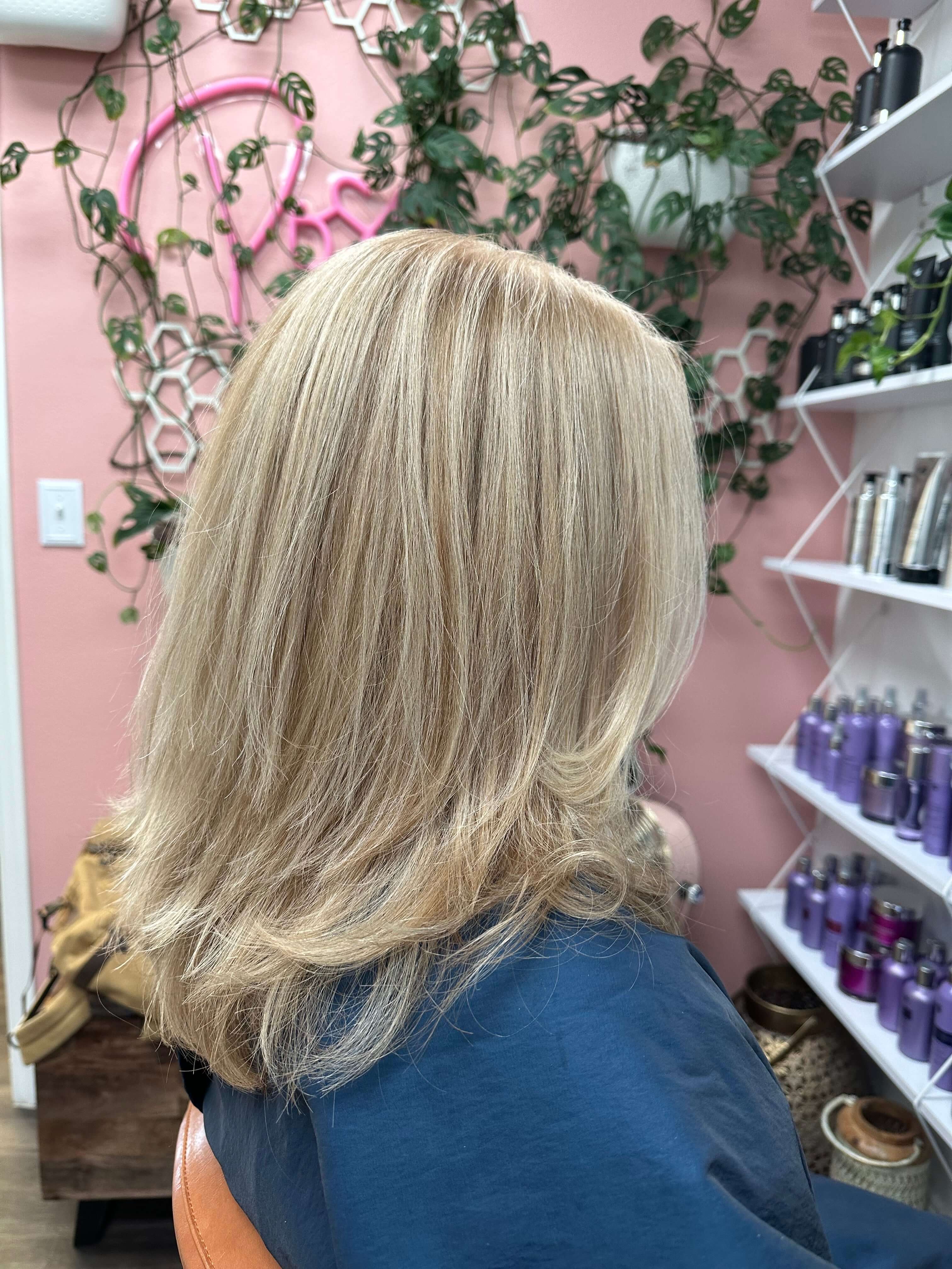 Blonde Hair Model - Simply Colour Hair Salon Studio & Online Store Wesley Chapel Florida Hair Repair
