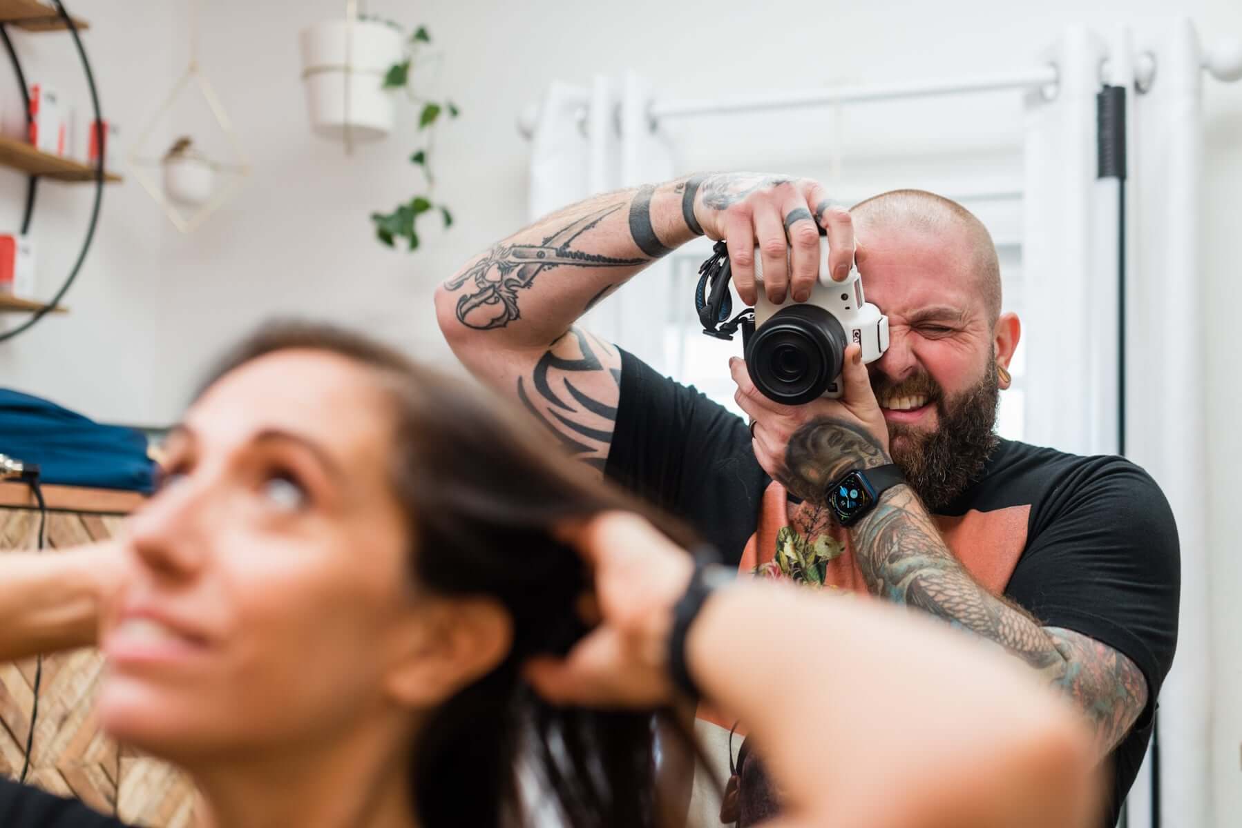 Dean Downing and Brunette Model - Simply Colour Hair Salon Studio & Online Store Wesley Chapel Florida Hair Repair