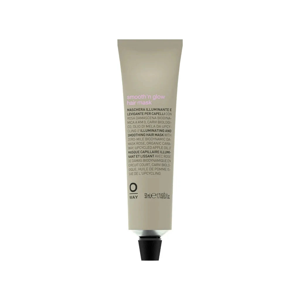 A squeeze tube of B76 Smoothie Glow Heat Mask on a solid white background, featuring a beige tube with pink and black text and a black cap.