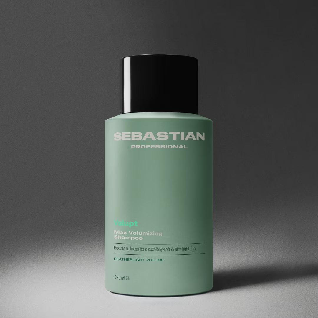 Sebastian shampoo bottle on a gray background