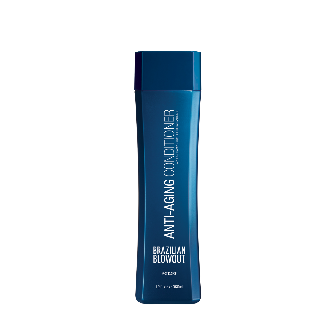 A bottle of Brazilian Blowout Anti Aging Conditioner for the brand Simply Colour Hair Salon Studio & Online Store.