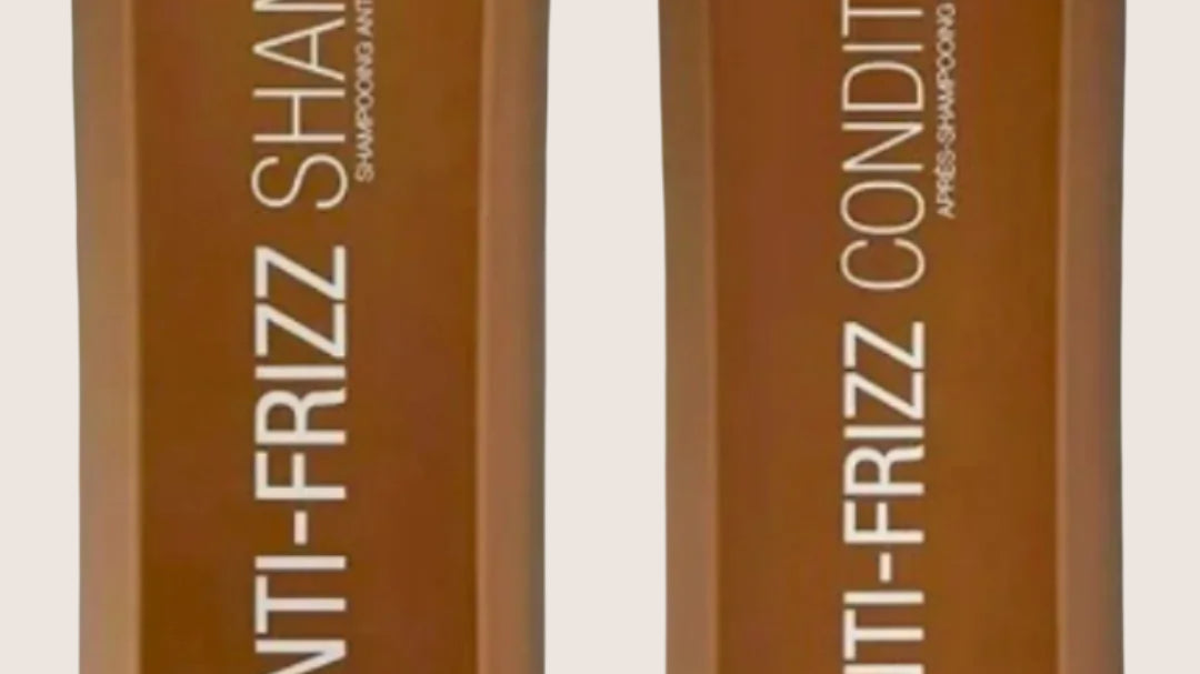 Two brown bottles labeled "Brazilian Blowout Anti-Frizz Shampoo" and "Brazilian Blowout Anti-Frizz Conditioner" from the Brazilian Blowout range, each containing 12 fl. oz. (350 ml), promise a sleek, smooth finish with their nourishing conditioner and effective shampoo formula.