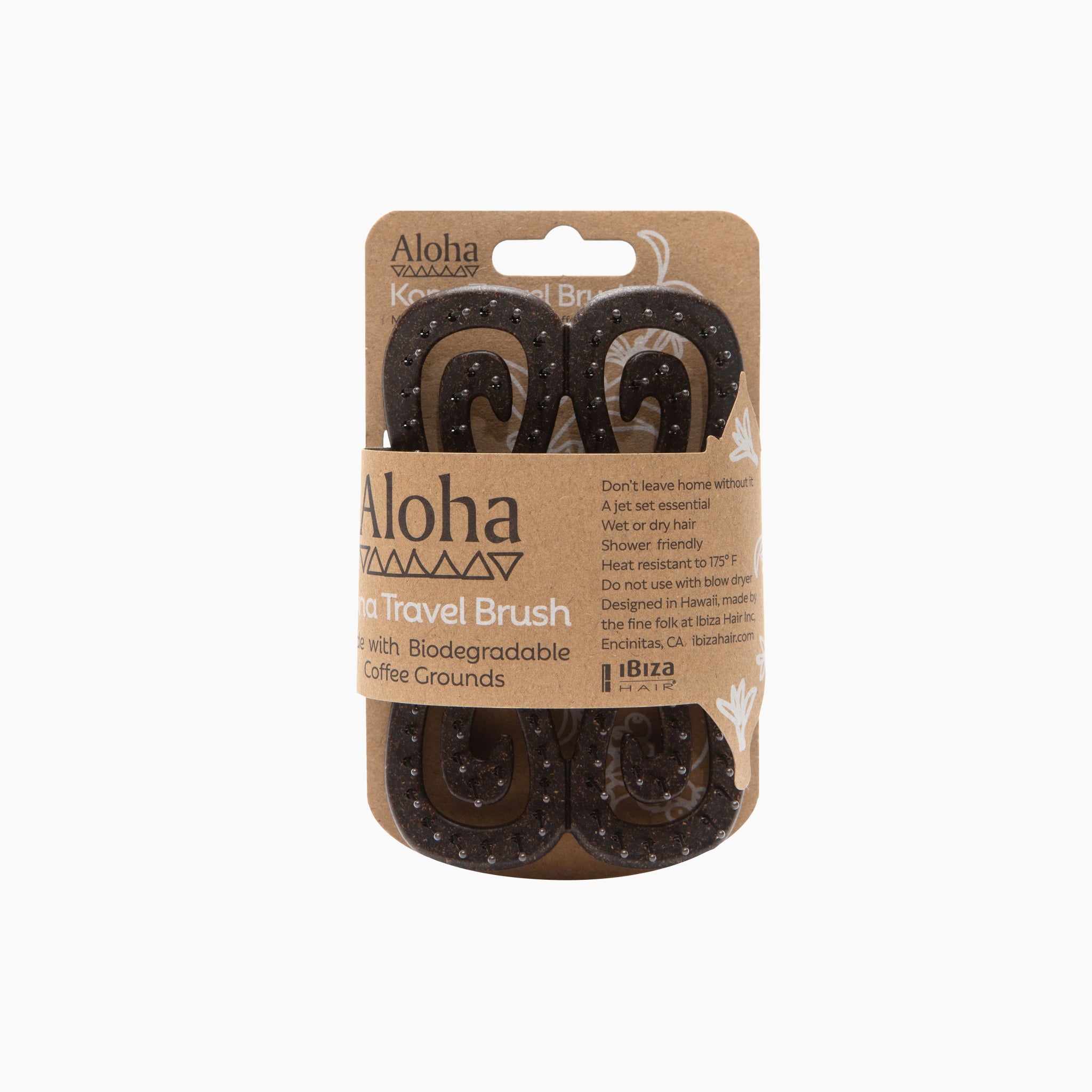 Aloha Kona Travel Brush - Made with Biodegradable Coffee Grounds