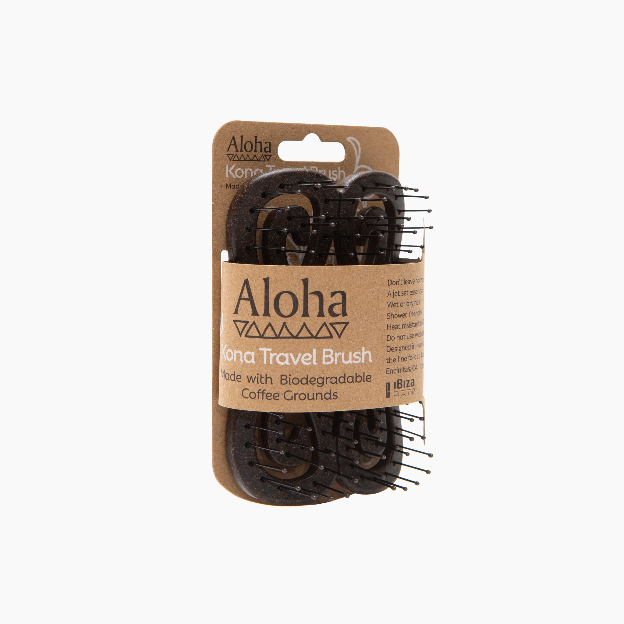 Aloha Kona Travel Brush - Made with Biodegradable Coffee Grounds