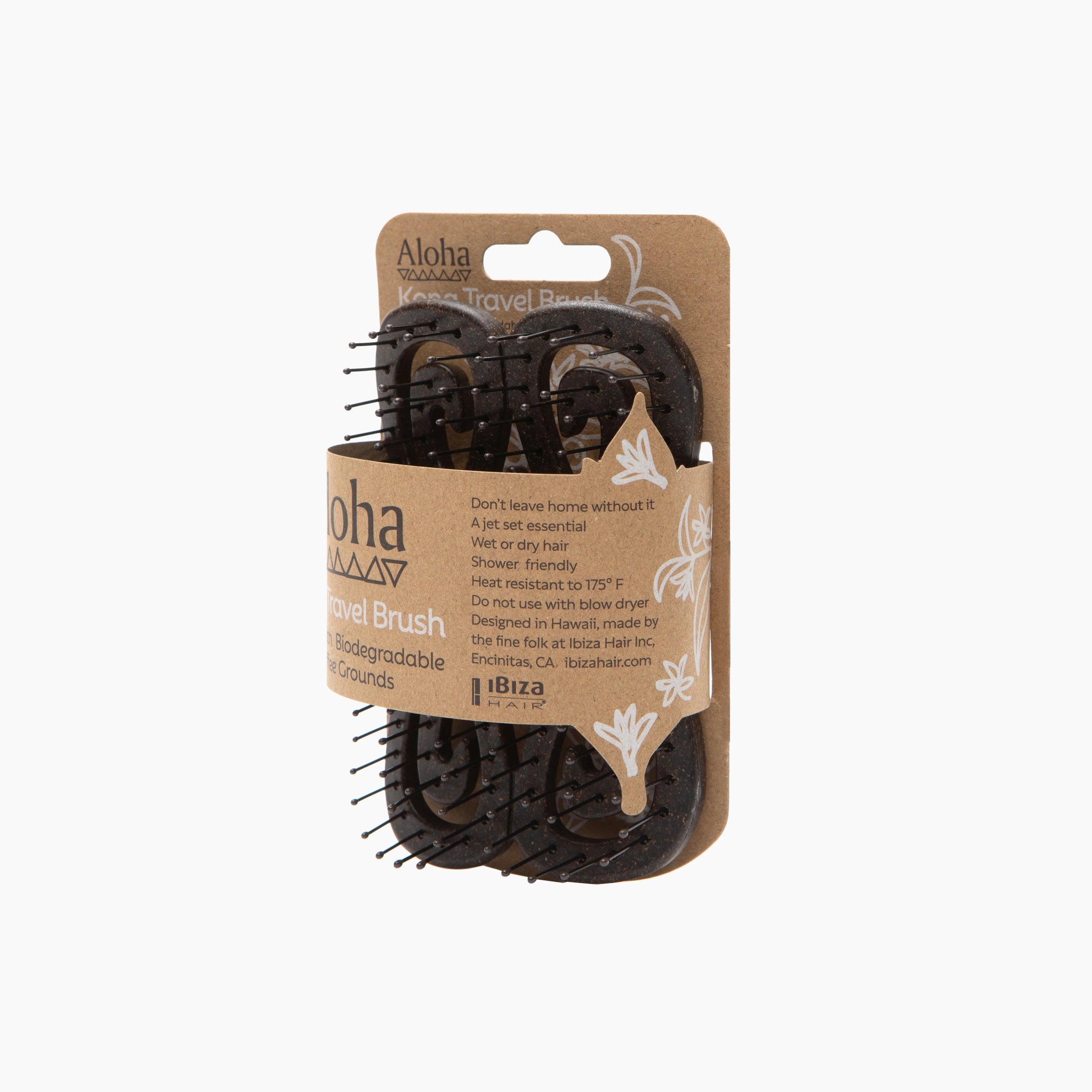 Aloha Kona Travel Brush - Made with Biodegradable Coffee Grounds
