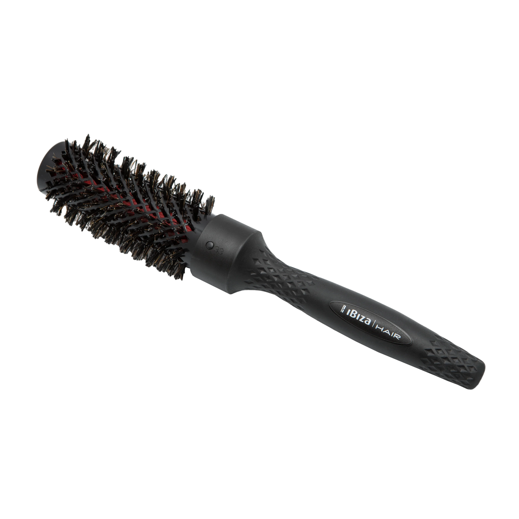 Black ceramic round brush on transparent background