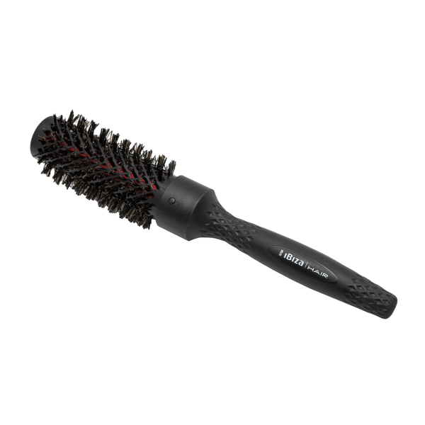 Black ceramic round brush on transparent background