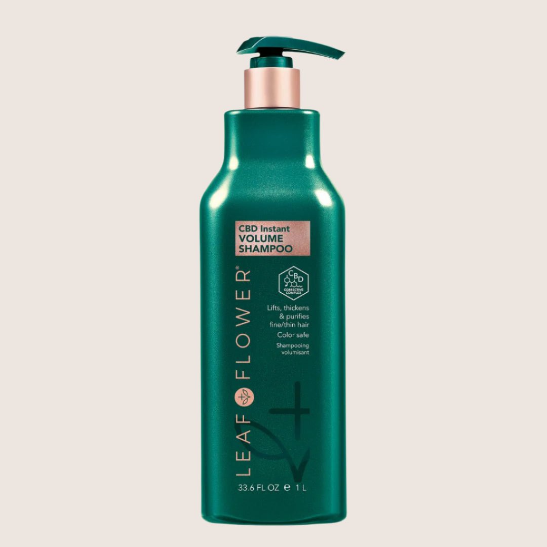 The Leaf and Flower Instant Volume Shampoo, available in multiple sizes, enhances hair health and offers a plant-based, eco-friendly option.