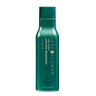 A sulfate-free LEAF and FLOWER Instant Volume Shampoo that restores hair, showcased on a black background.
