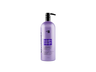 A bottle of purple hair shampoo for highlights on an Oligo Blacklight Blue Conditioner.