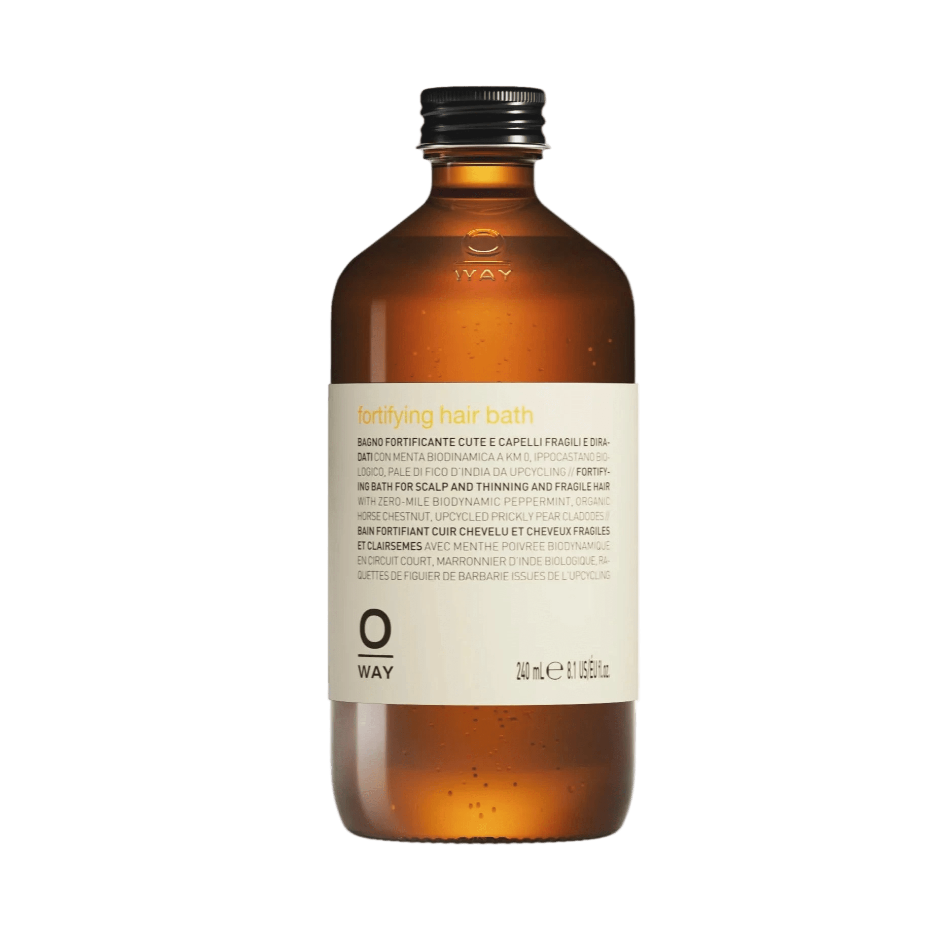 Brown bottle with a label on a white background