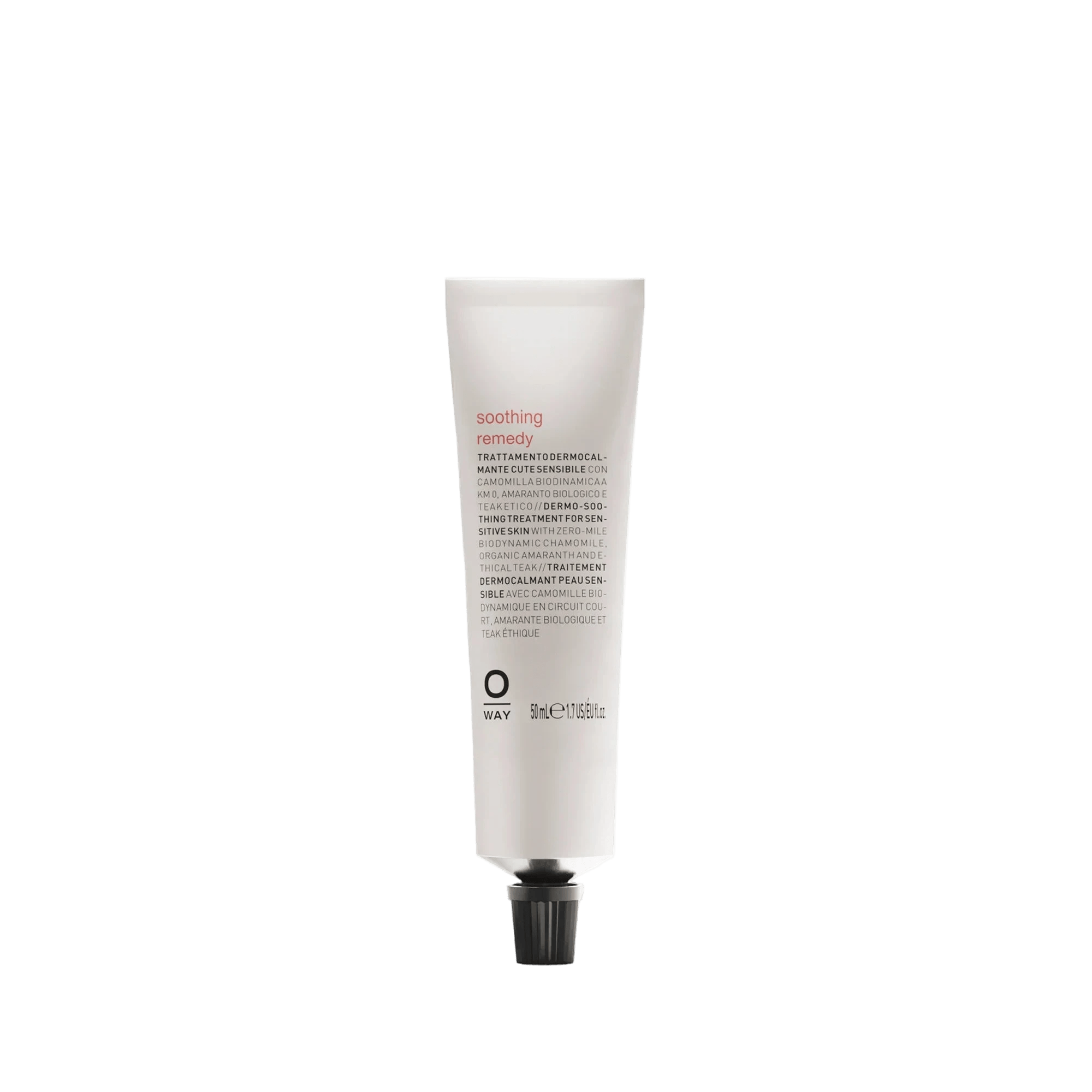 Skincare tube labeled 'soothing' on a white background