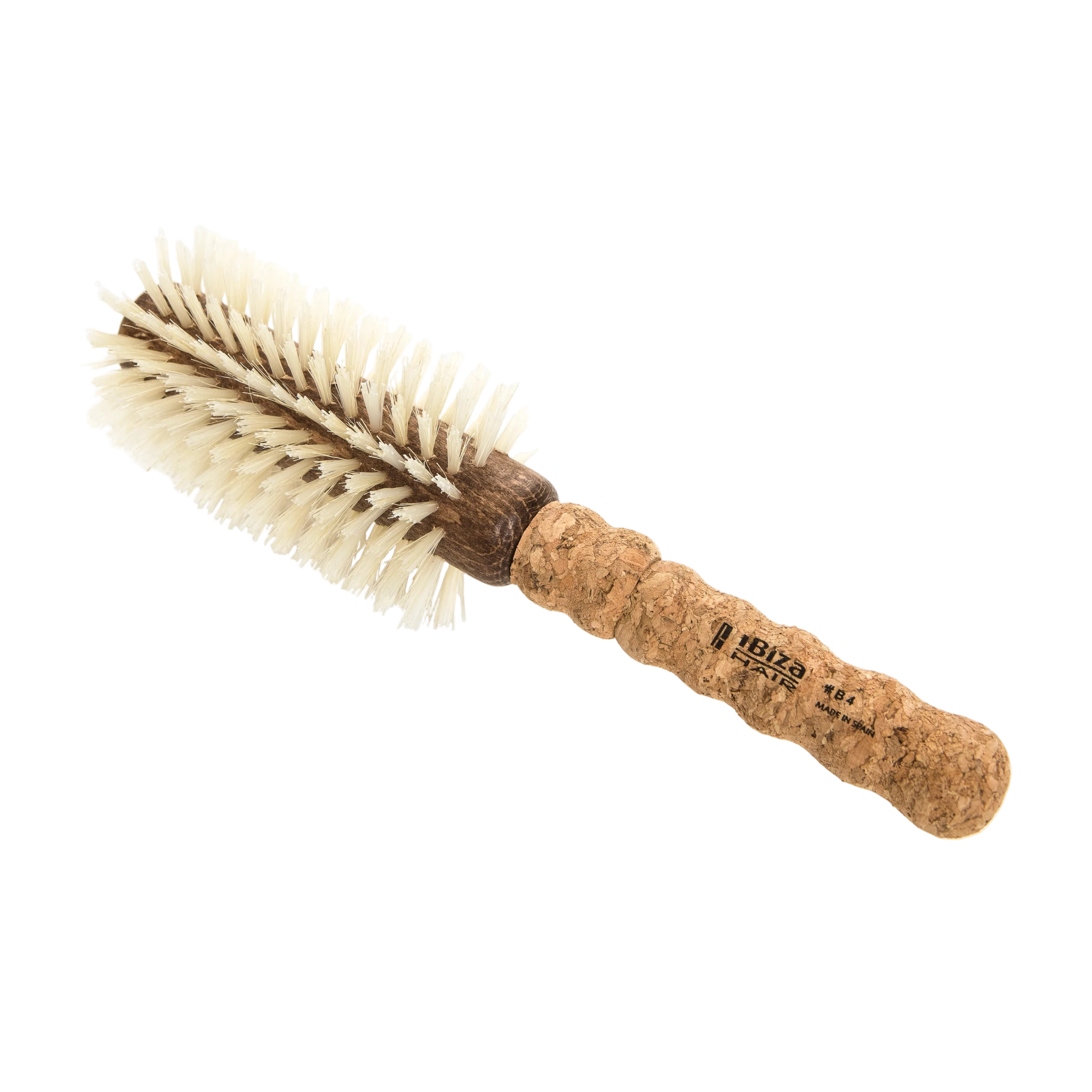 Round brush with cork handle on a white background