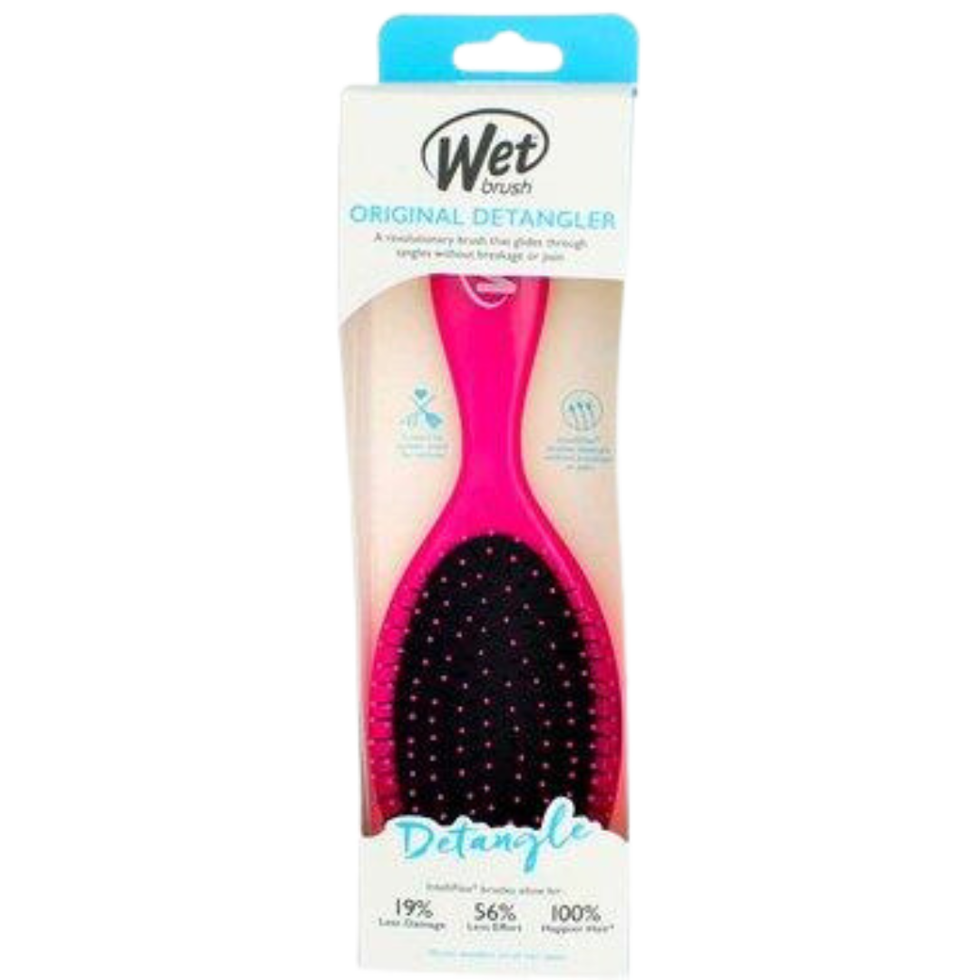The Wet Brush Original Detangler by Wet Brush in pink packaging is perfect for tangles and