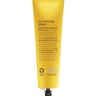 A yellow tube of Oway Curl Priming Cream, a moisture-rich curl primer with marula oil for frizz-free styling and curl definition, stands upright against a white background with black dotted patterns and multilingual text.
