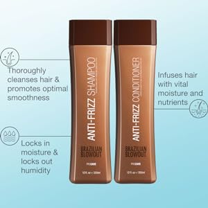 Two bottles of Brazilian Blowout Anti-Frizz Shampoo and Conditioner Duo from Simply Colour Hair Salon Studio & Online Store.