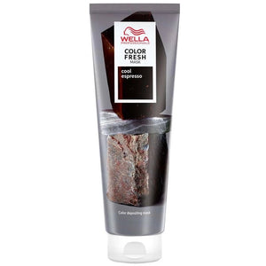 Wella Professional Color Fresh Masks in Cool Espresso offer a dark brown, ammonia-free color—perfect for adding rich tones to ultra-light blonde hair.